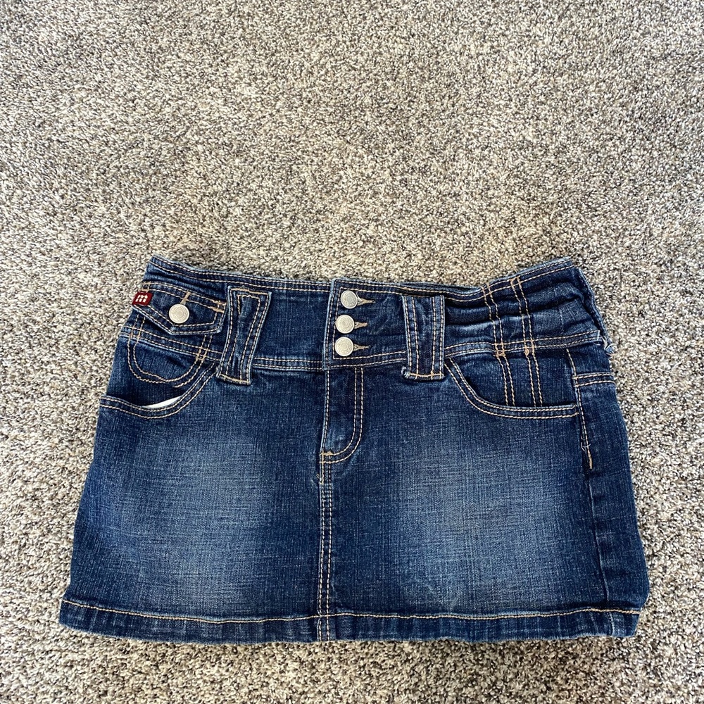 Moto Denim Skirt